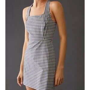 NWT Favorite Daughter 'The Break Up' Mini Dress Square Neck Blue Gingham Size 14